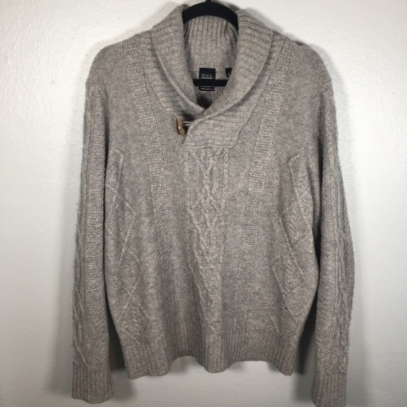 100% cashmere cable knit shawl collar sweater - Picture 1 of 3